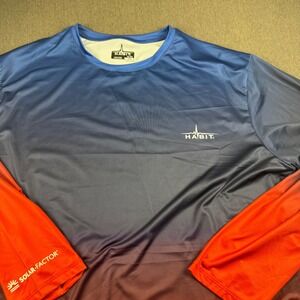 Habit Mens XL Solar‎ Factor Long Sleeve T Shirt American Flag Ombre